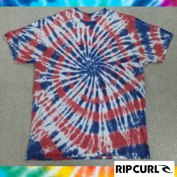 Rip Curl Red, White, and Blue Tie Dye Surfer T-Shirt - Picture 1 of 7